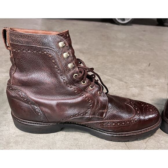 Allen Edmonds Long Branch Boots 6021 Wingtip Brown Leather Brogue Size 13 D - Picture 11 of 14